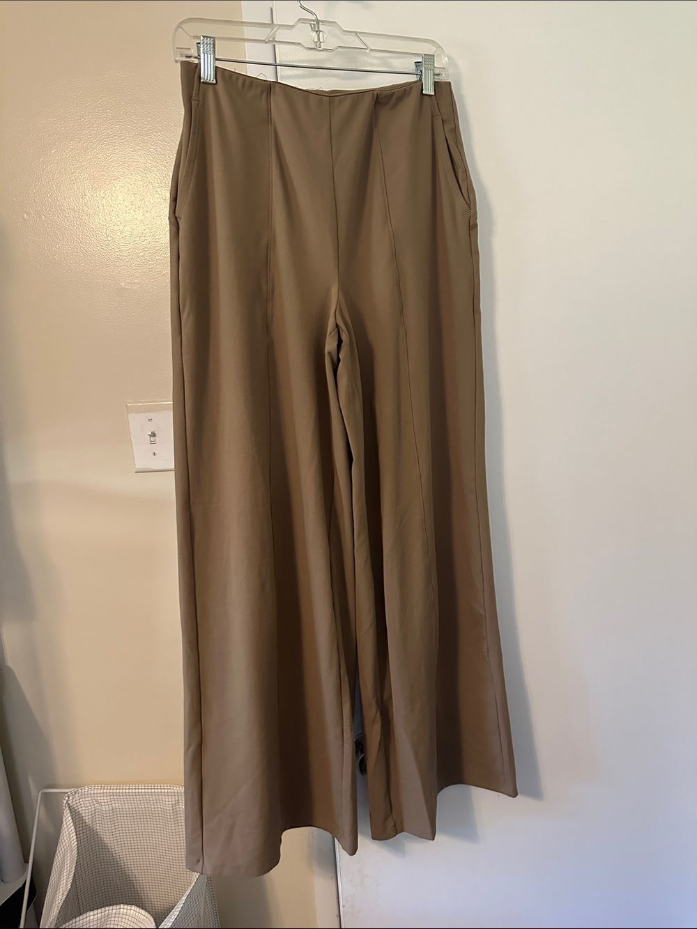 Stretchy Wide Leg Taupe Dress Pants